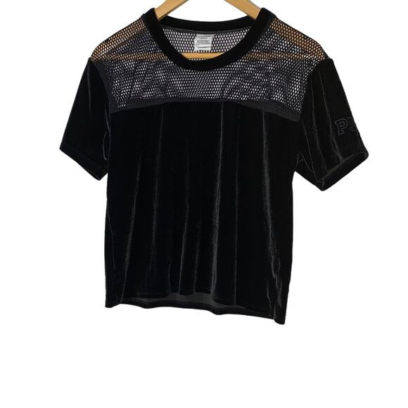 PINK Victoria's Secret Tops - VS PINK Velvet and Mesh Top Dark Green sz M